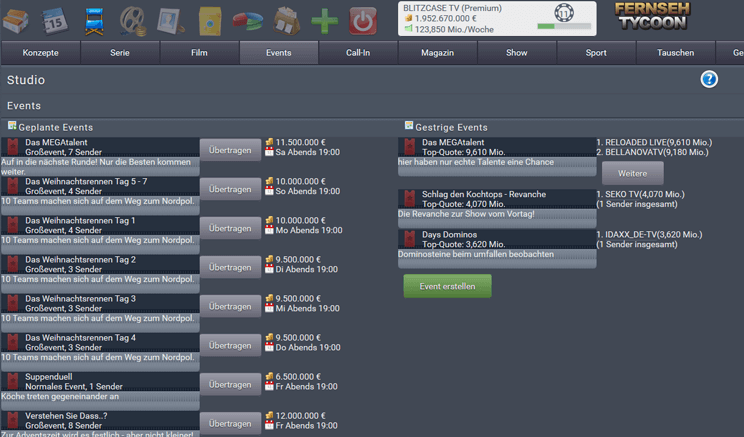 Fernseh Tycoon - Studio Events